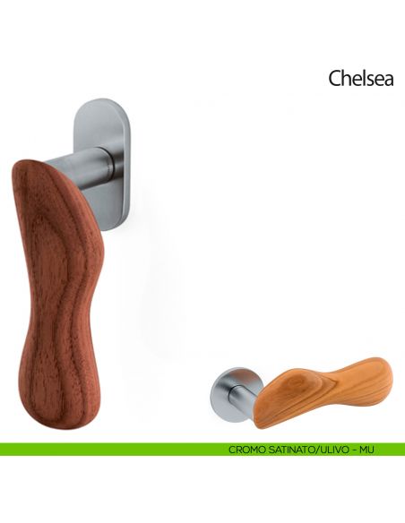 Maniglia per finestra martellina DK Chelsea Legno Olivari cromo satinato - ulivo