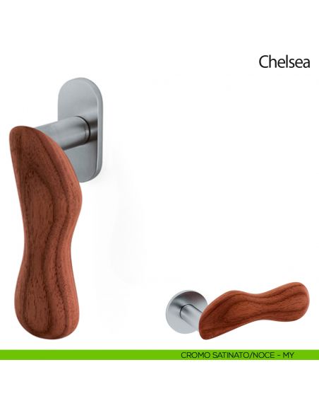 Maniglia per finestra martellina DK Chelsea Legno Olivari cromo satinato - noce