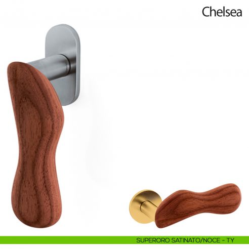 Maniglia per finestra martellina DK Chelsea Legno Olivari superoro satinato - noce