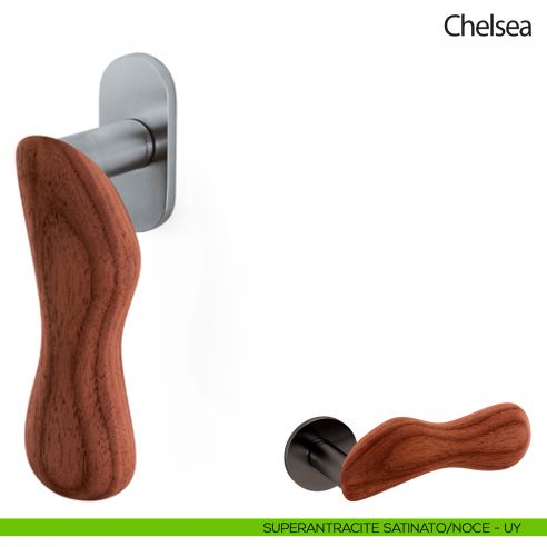 Maniglia per finestra martellina DK Chelsea Legno Olivari superantracite satinato - noce