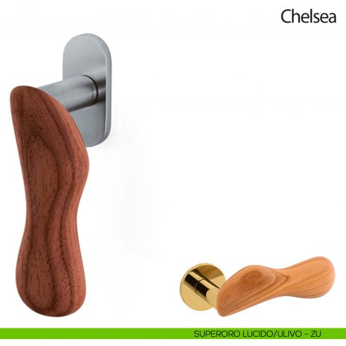 Maniglia per finestra martellina DK Chelsea Legno Olivari superoro lucido - ulivo
