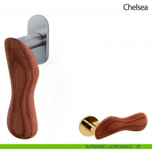 Maniglia per finestra martellina DK Chelsea Legno Olivari superoro lucido - noce