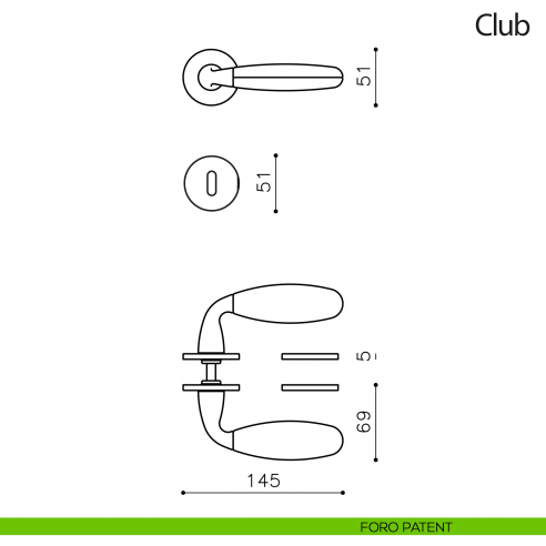 Maniglia per porta Club Olivari bassa con pelle Frau foro patent