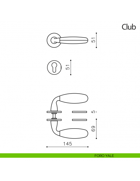 Maniglia per porta Club Olivari bassa con pelle Frau foro yale