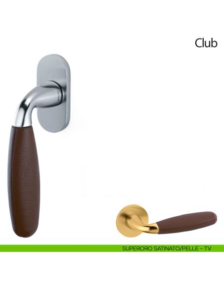 Maniglia per finestra martellina DK Club Olivari con pelle Frau superoro satinato