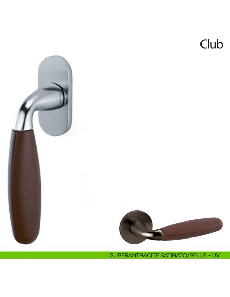 Maniglia per finestra martellina DK Club Olivari con pelle Frau superantracite satinato