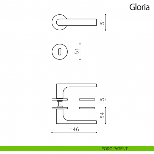 Maniglia per porta Gloria Olivari bassa foro patent
