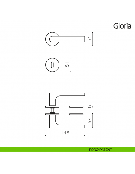 Maniglia per porta Gloria Olivari bassa foro patent