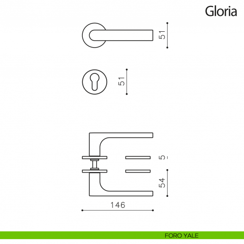 Maniglia per porta Gloria Olivari bassa foro yale