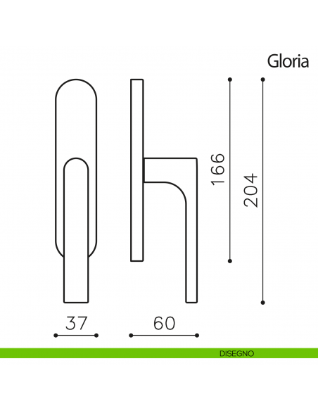 Maniglia per finestra cremonese Gloria Olivari disegno