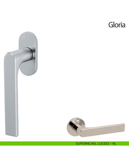 Maniglia per finestra martellina DK Gloria Olivari supernichel lucido