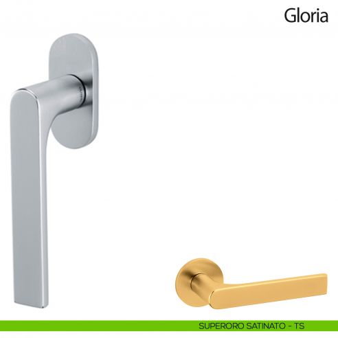 Maniglia per finestra martellina DK Gloria Olivari superoro satinato