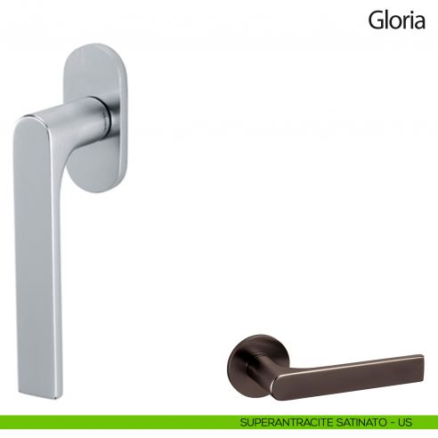 Maniglia per finestra martellina DK Gloria Olivari superantracite satinato