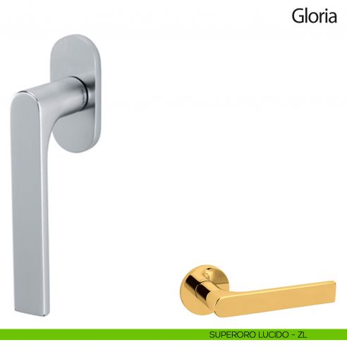Maniglia per finestra martellina DK Gloria Olivari superoro lucido