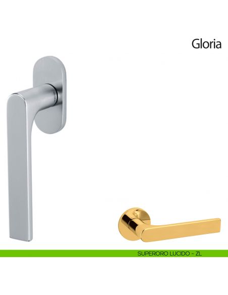 Maniglia per finestra martellina DK Gloria Olivari superoro lucido