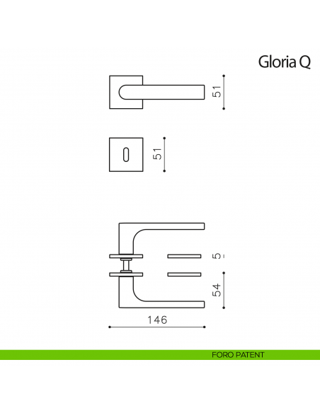 Maniglia per porta Gloria Q Olivari bassa foro patent