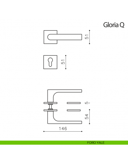 Maniglia per porta Gloria Q Olivari bassa foro yale
