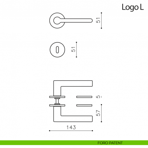 Maniglia per porta Logo L Olivari bassa foro patent
