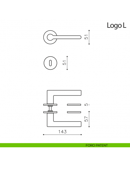 Maniglia per porta Logo L Olivari bassa foro patent