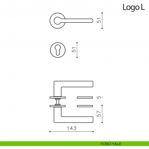 Maniglia per porta Logo L Olivari bassa foro yale