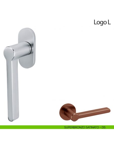 Maniglia per finestra martellina DK Logo L Olivari superbronzo satinato