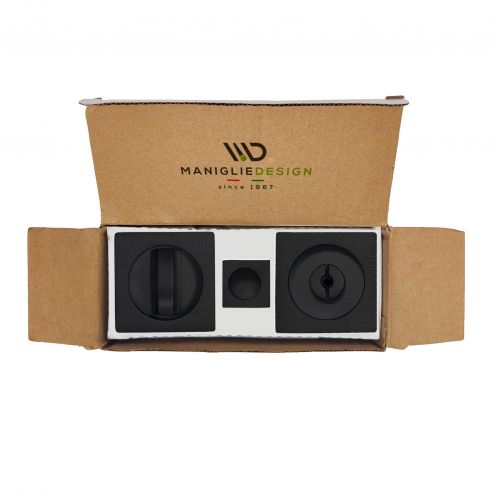 Maniglia per porta scorrevole quadrata con nottolino nero opaco