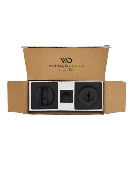 Maniglia per porta scorrevole quadrata con nottolino nero opaco