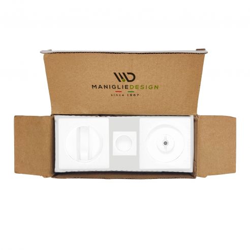 Maniglia per porta scorrevole quadrata con nottolino bianco opaco