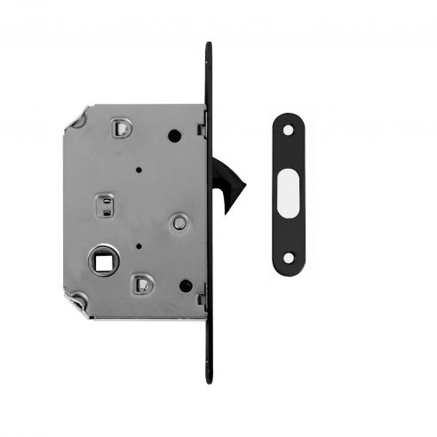 Maniglia per porta scorrevole quadrata con nottolino nero opaco