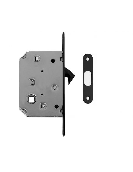 Maniglia per porta scorrevole quadrata con nottolino nero opaco