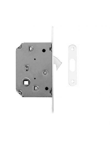 Maniglia per porta scorrevole quadrata con nottolino bianco opaco