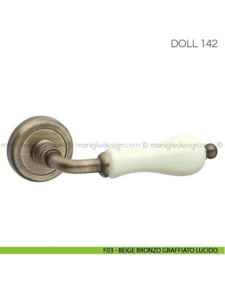 Maniglia in porcellana per porta Doll Fimet Handles F03 - Beige Bronzo Graffiato Lucido
