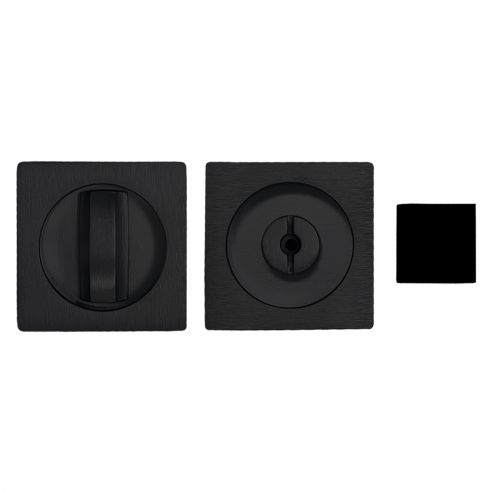 Maniglia per porta scorrevole quadrata con nottolino nero opaco