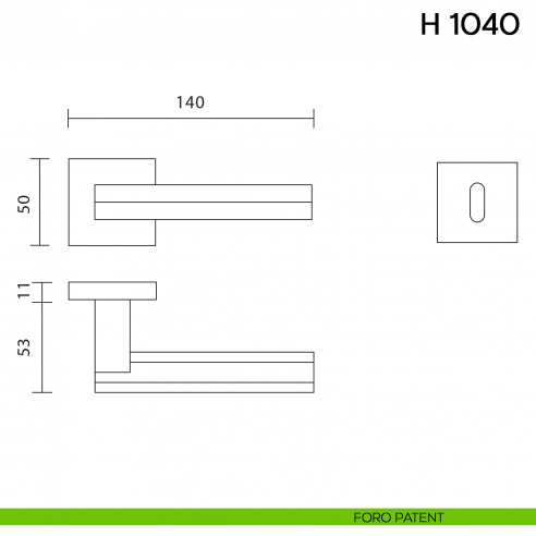 Maniglia per porta H 1040 Valli collezione Fusital foro patent