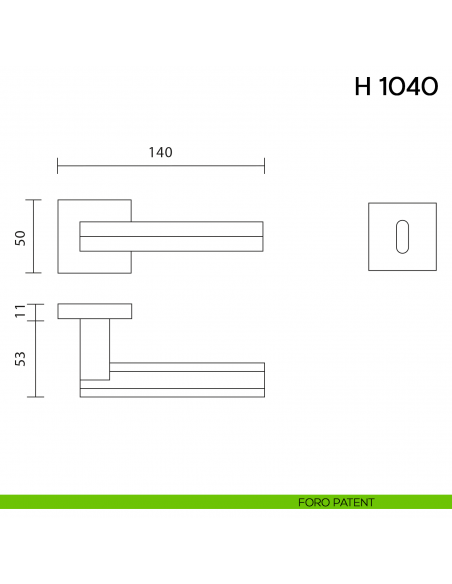 Maniglia per porta H 1040 Valli collezione Fusital foro patent