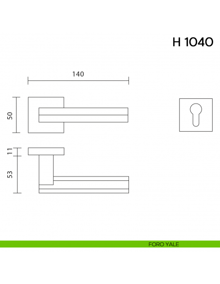 Maniglia per porta H 1040 Valli collezione Fusital foro yale