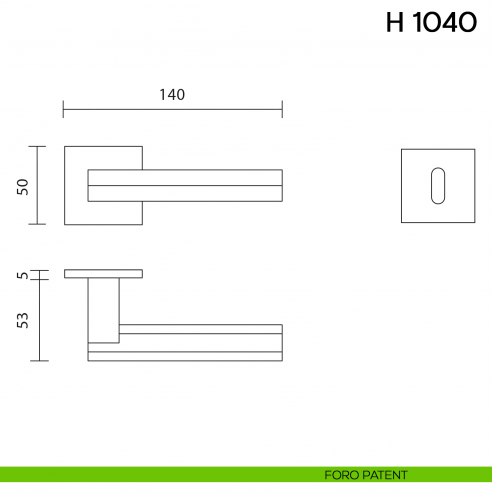 Maniglia per porta H 1040 Valli collezione Fusital con rosetta fine foro patent