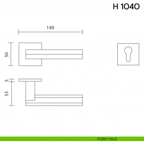 Maniglia per porta H 1040 Valli collezione Fusital con rosetta fine foro yale