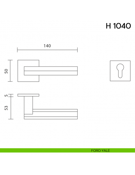 Maniglia per porta H 1040 Valli collezione Fusital con rosetta fine foro yale