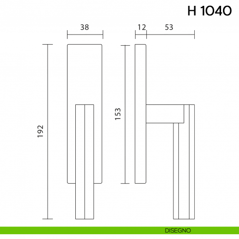 Maniglia per finestra cremonese H 1040 Valli collezione Fusital disegno