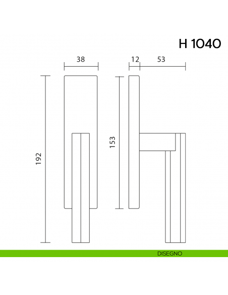 Maniglia per finestra cremonese H 1040 Valli collezione Fusital disegno