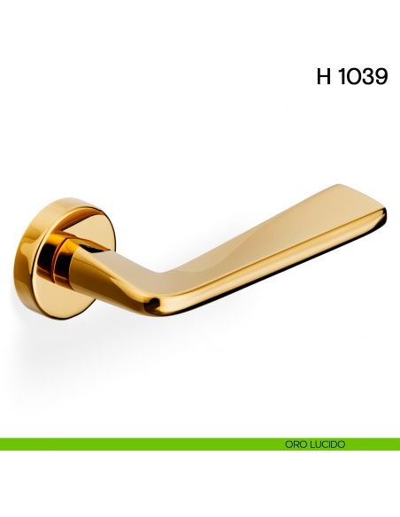 Maniglia per porta H 1039 Valli collezione Fusital con rosetta fine oro lucido