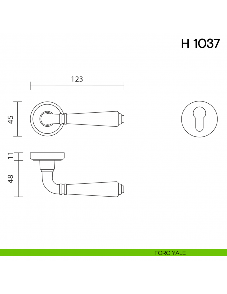 Maniglia per porta H 1037 Valli collezione Lab foro yale