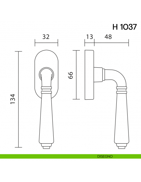 Maniglia per finestra martellina DK H 1037 Valli collezione Lab disegno