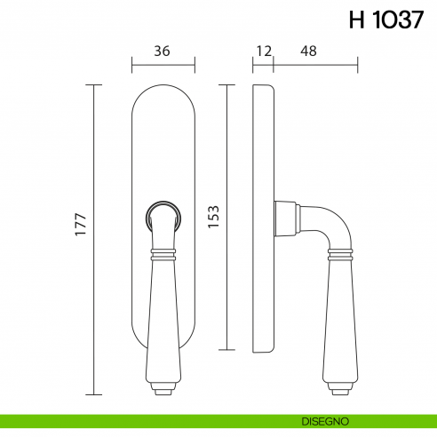 Maniglia per finestra cremonese H 1037 Valli collezione Lab disegno