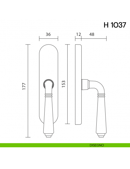 Maniglia per finestra cremonese H 1037 Valli collezione Lab disegno