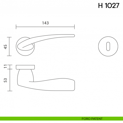 Maniglia per porta H 1027 Valli collezione Lab foro patent