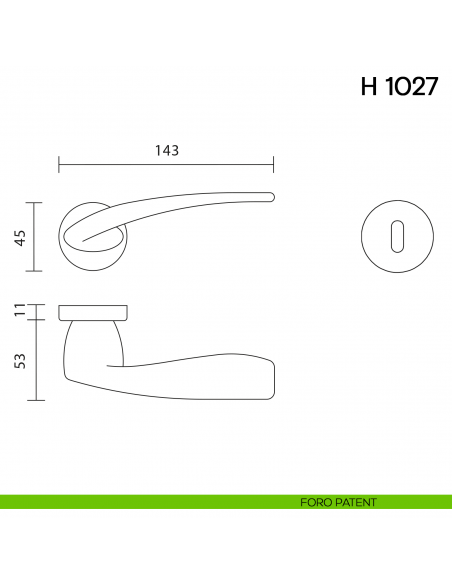 Maniglia per porta H 1027 Valli collezione Lab foro patent