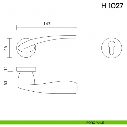 Maniglia per porta H 1027 Valli collezione Lab foro yale
