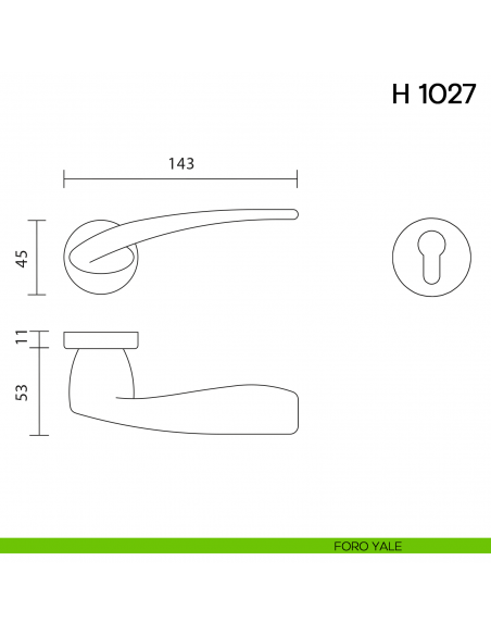 Maniglia per porta H 1027 Valli collezione Lab foro yale